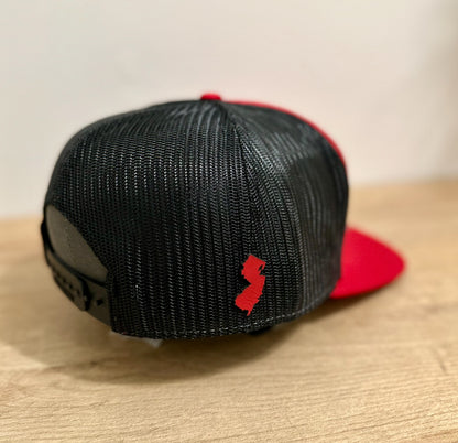 Devils Red and Black 7 Panel Trucker Snapback