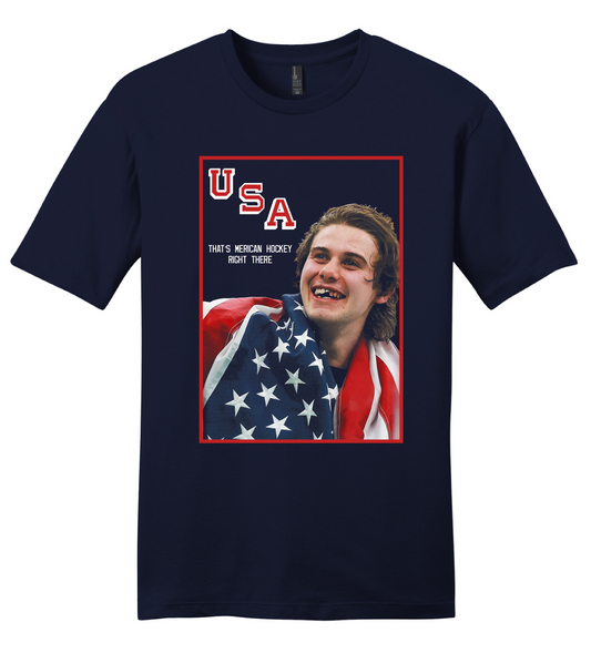 Jack Hughes - That's Merican Hockey USA GOLD MEDAL TEE/HOODIE